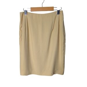 Amanda Smith Pale Yellow 100% Silk Pencil Skirt Size‎ Small